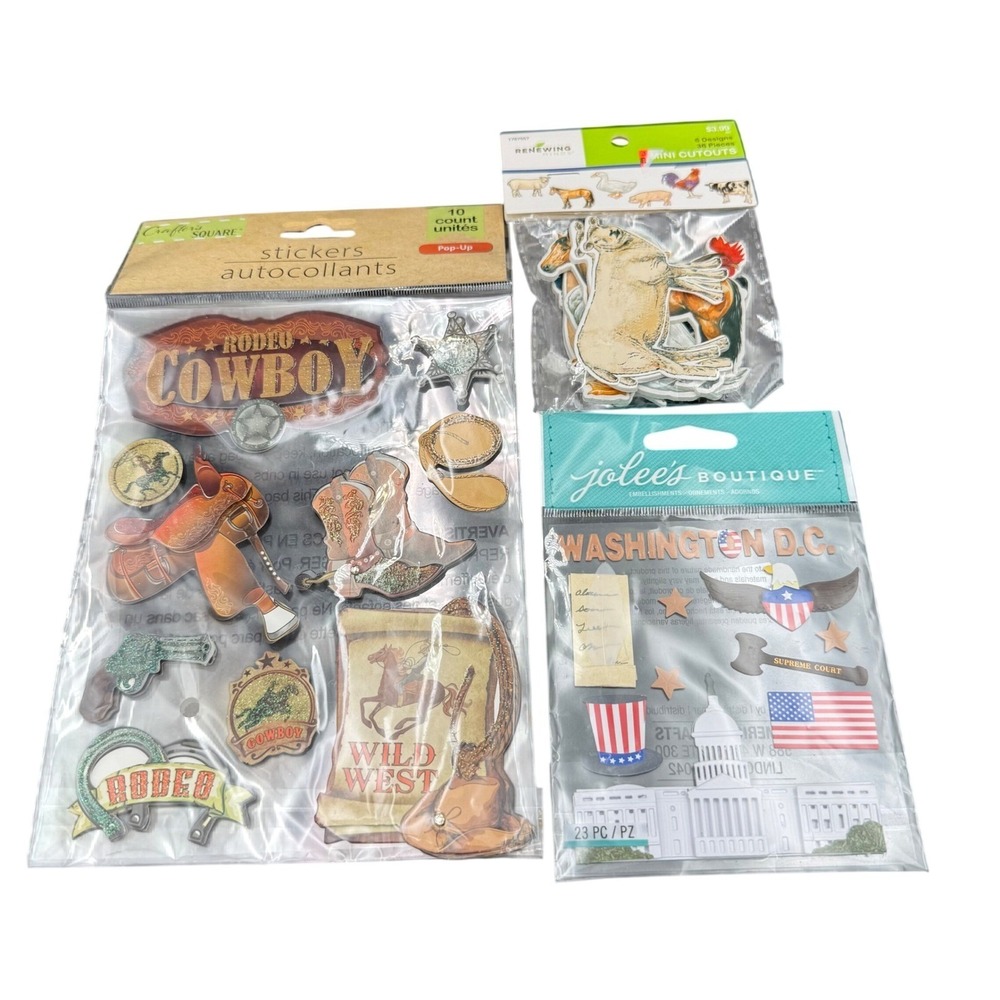 Craft Sticker Lot Jolee's Boutique Washington DC Rodeo Cowboy Farm Animal